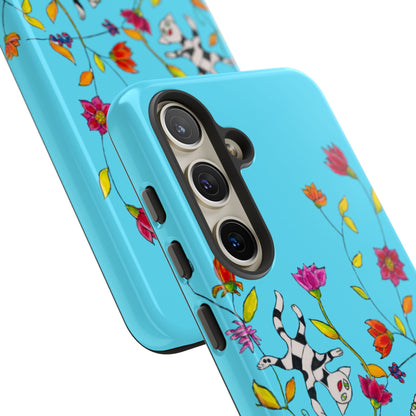 Tough Cases - Google Pixel - Samsung Galaxy - Motiv: Karierte Katzen, blau