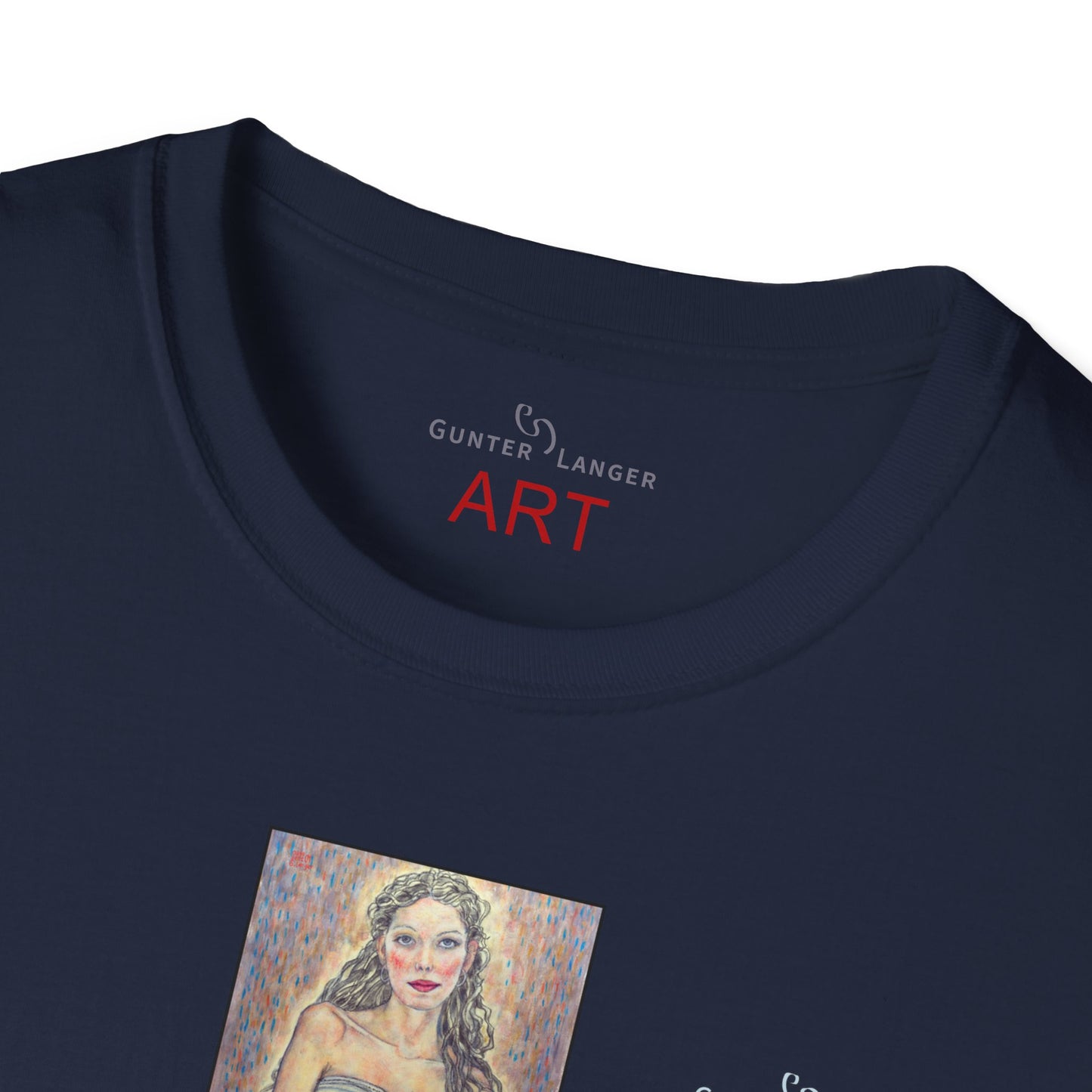 Unisex Softstyle T-Shirt - Motiv: Front Marie, H25 cm & Rückseite Marie, H 49 cm, Neck Label