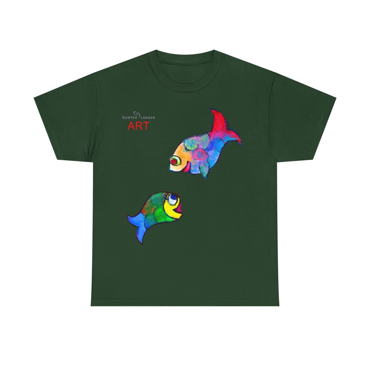 Unisex Heavy Cotton Tee - Motiv: Front Zwei Fische zueinander