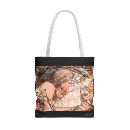 Tote Bag (AOP) - Jugendstil - Motiv: Front Antonia & Rückseite Antonia, Schwarz