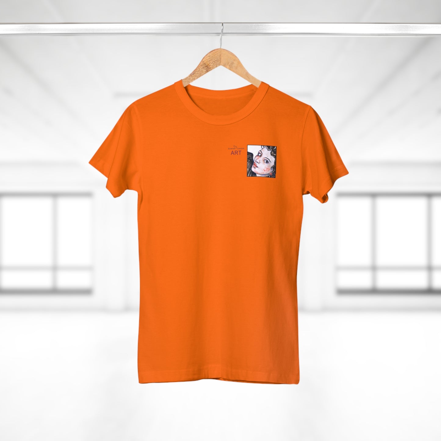 Single Jersey Women's T-shirt - hell - Motiv: Annette, Ausschnitt, H 7,5 cm