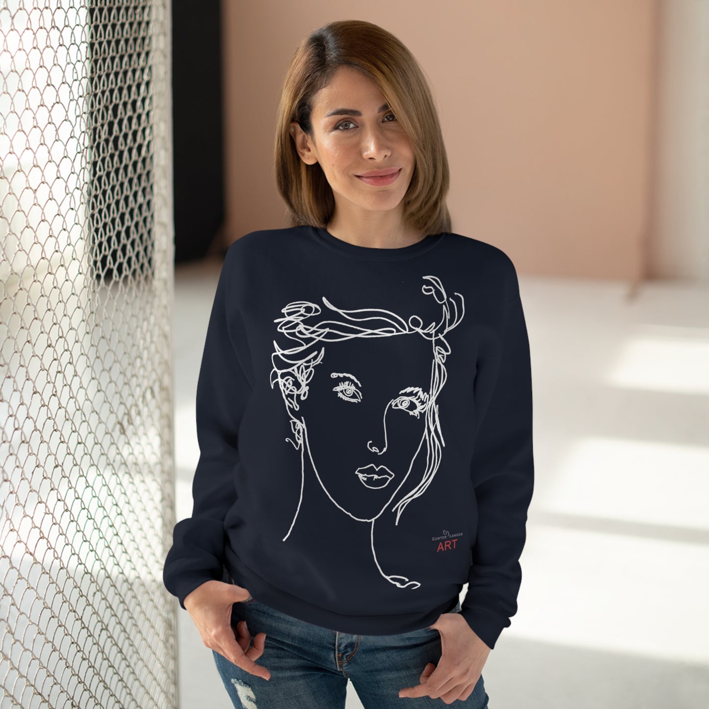 Unisex Crew Neck Sweatshirt (EU) - Motiv: Front Helena & Rückseite Helena, H 49,45 cm, (weiß)