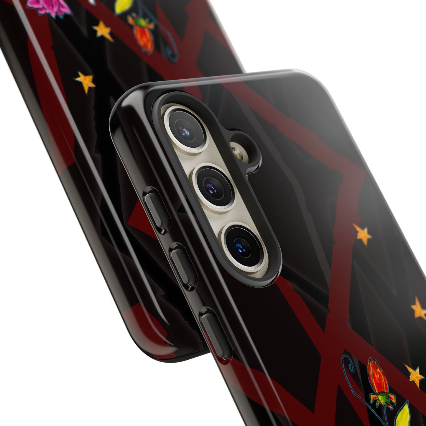 Tough Cases - Google Pixel - Samsung Galaxy - Motiv: Katze schwebt und Ranken, H 7,73 cm, Mikado3