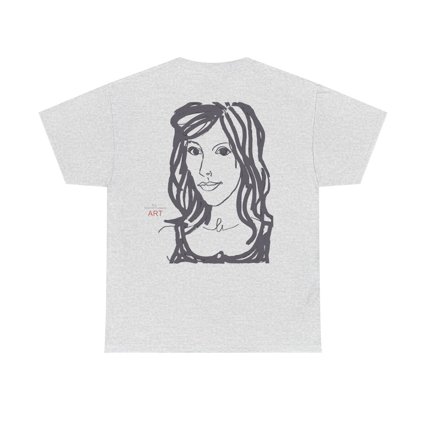 Unisex Heavy Cotton Tee - Motiv:  Front Esther ( grau, klein) & Rückseite Esther (grau), Neck Label