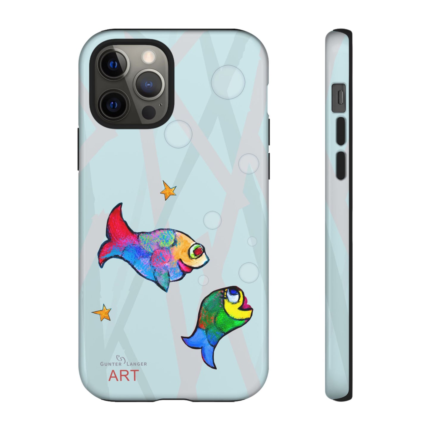 Tough Cases - iPhone - Motiv: "Fische", Mikado blau