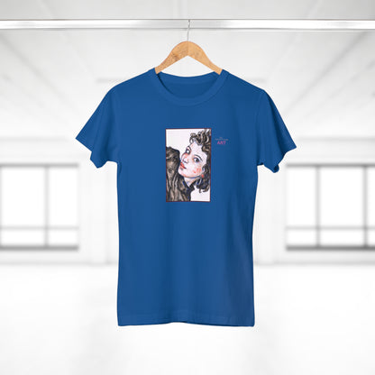 Single Jersey Women's T-shirt - dunkel - Motiv: Front Annette, H 20 cm & Rückseite Annette, H 35,56 cm