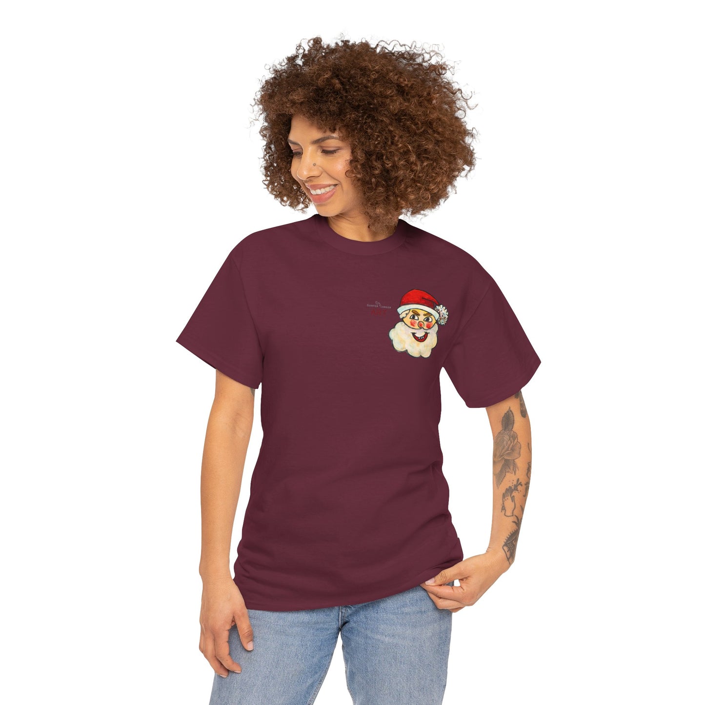 Unisex Heavy Cotton Tee - Motiv: Weihnachtsmann, H 13 cm