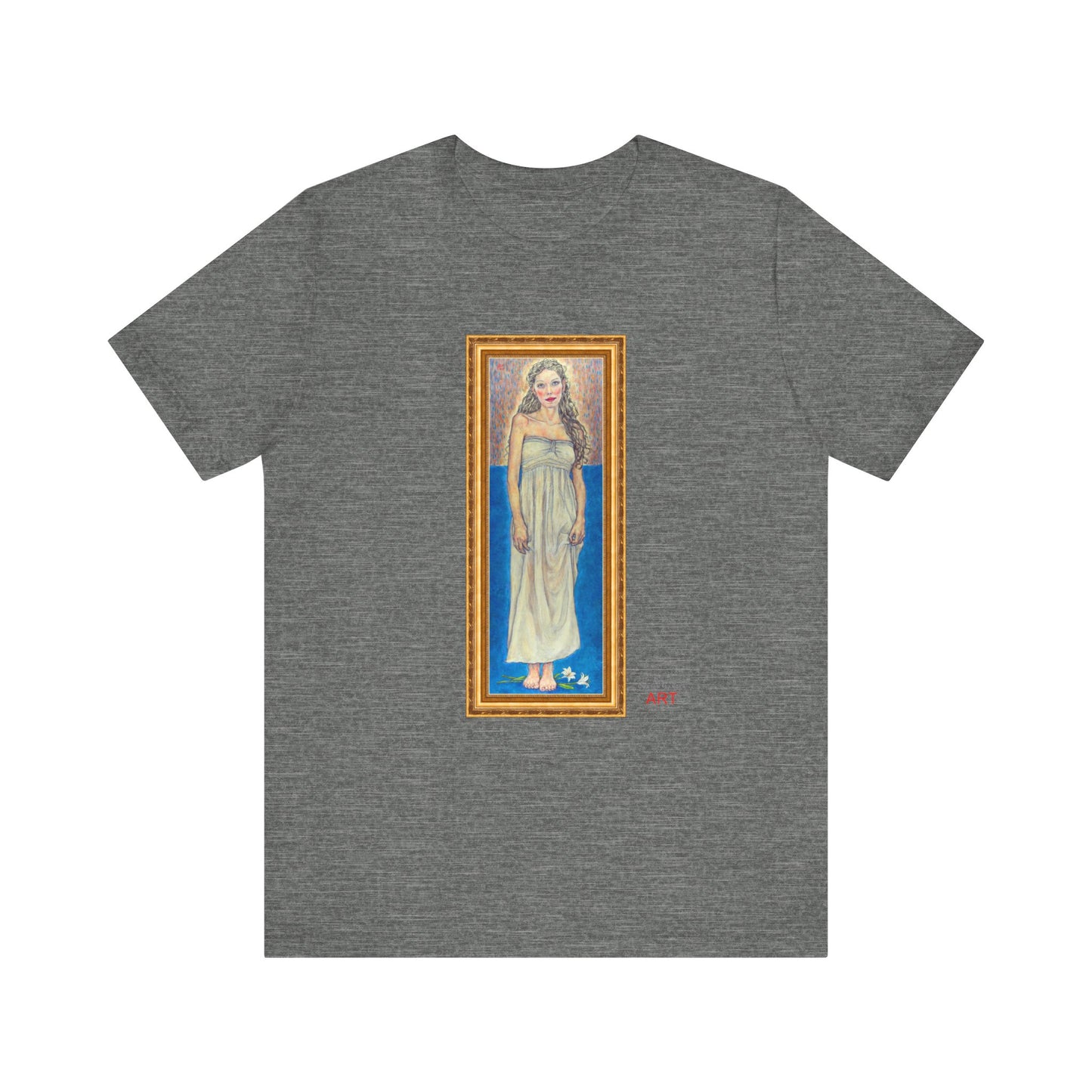 Unisex Jersey Short Sleeve Tee - Motiv: Front Marie, H 35,5 cm Goldrahmen