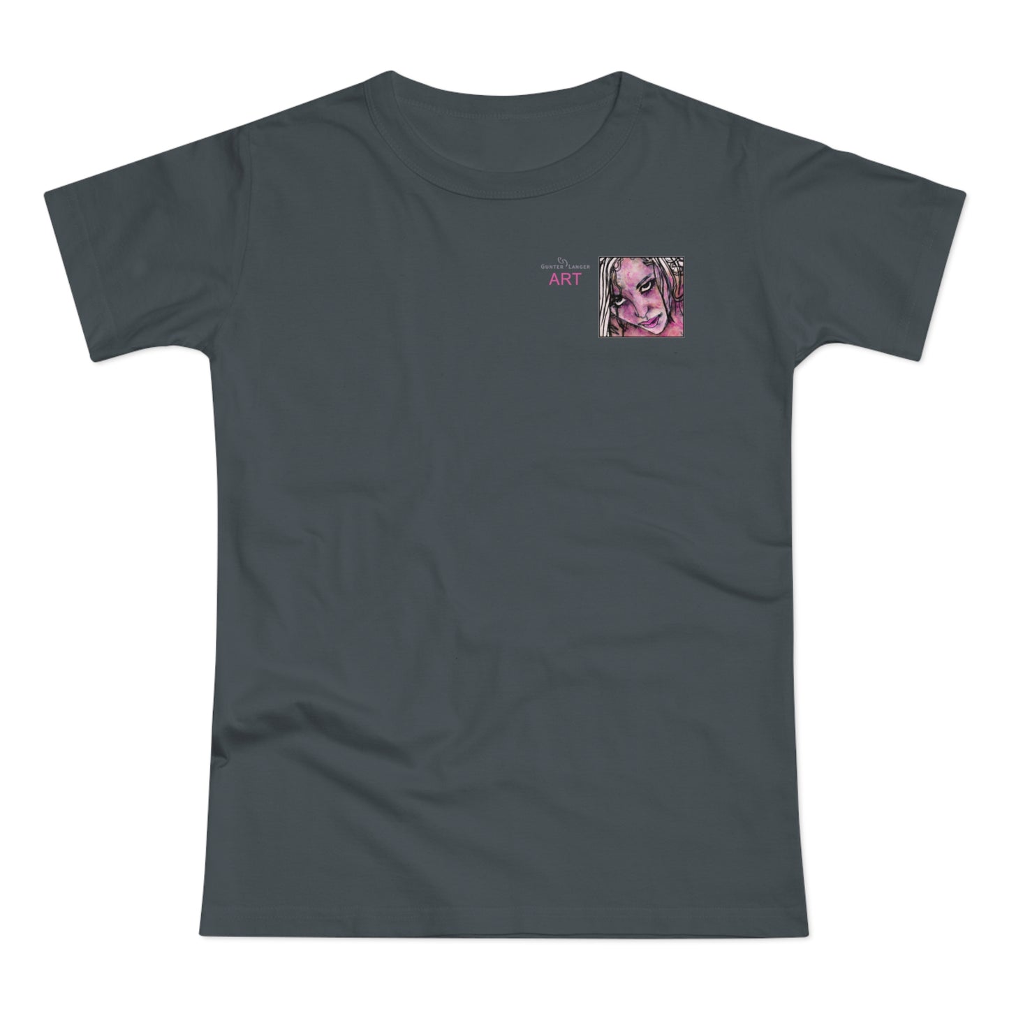 Single Jersey Women's T-shirt- dunkel - Motiv: Stella, Ausschnitt, H 6,3 cm