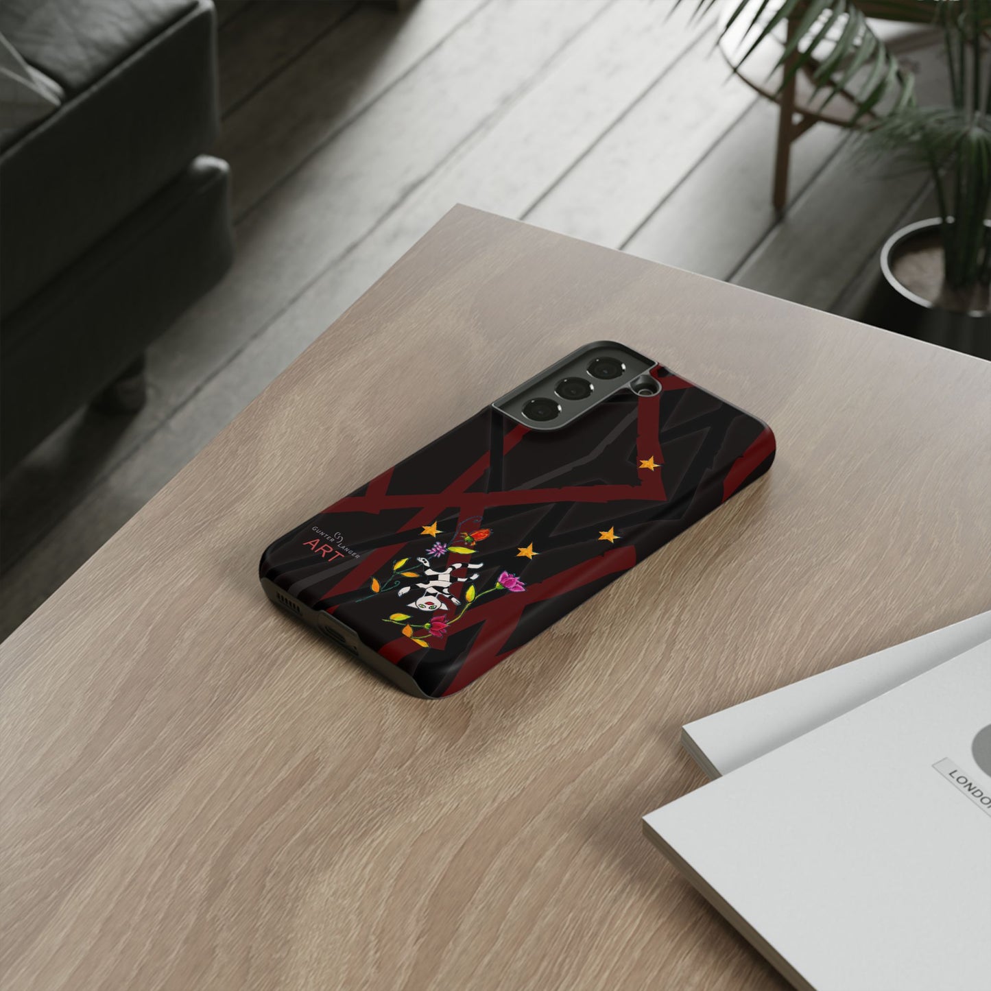 Tough Cases - Google Pixel - Samsung Galaxy - Motiv: Katze schwebt und Ranken, H 5,26 cm, Mikado3