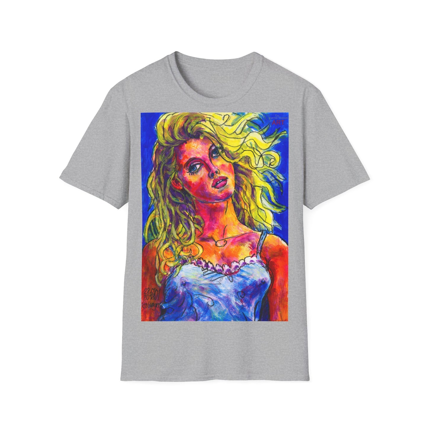 Unisex Softstyle T-Shirt - Motiv: Front Mascha, H 49cm sw