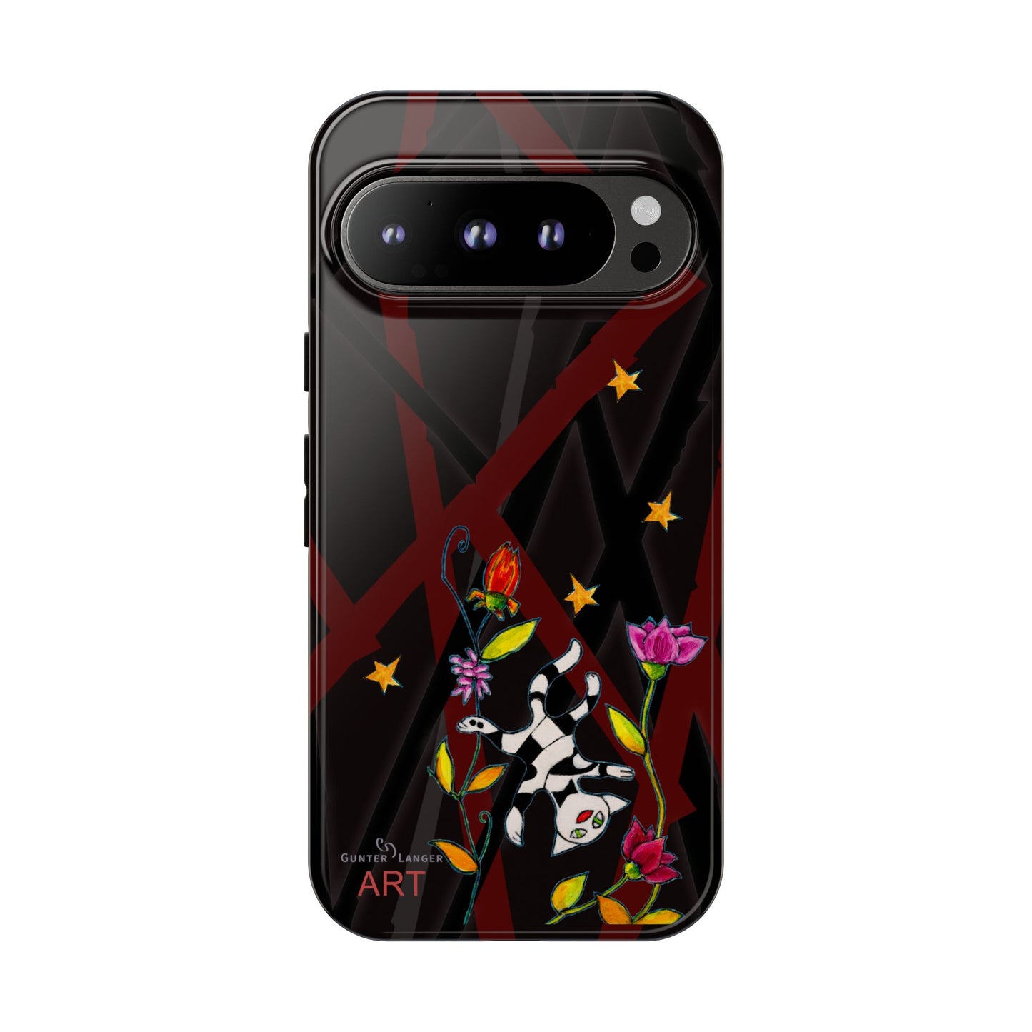 Tough Cases - Google Pixel - Samsung Galaxy - Motiv: Katze schwebt und Ranken, H 7,73 cm, Mikado3