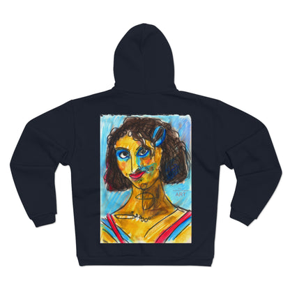 Unisex Hooded Zip Sweatshirt - Motiv: Front Ratte (Klein) & Rückseite Frechdax