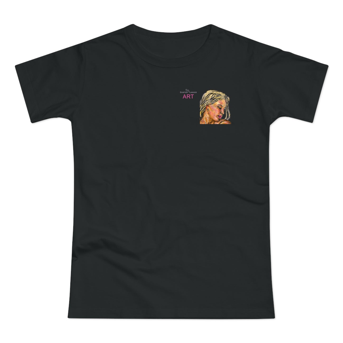Single Jersey Women's T-shirt- dunkel - Motiv: Erna, Ausschnitt, H 8 cm