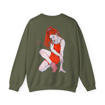Unisex Heavy Blend™ Crewneck Sweatshirt - Motiv: Front Julia (Ausschnitt, 21,5 cm) & Rückseite Julia, H 43 cm