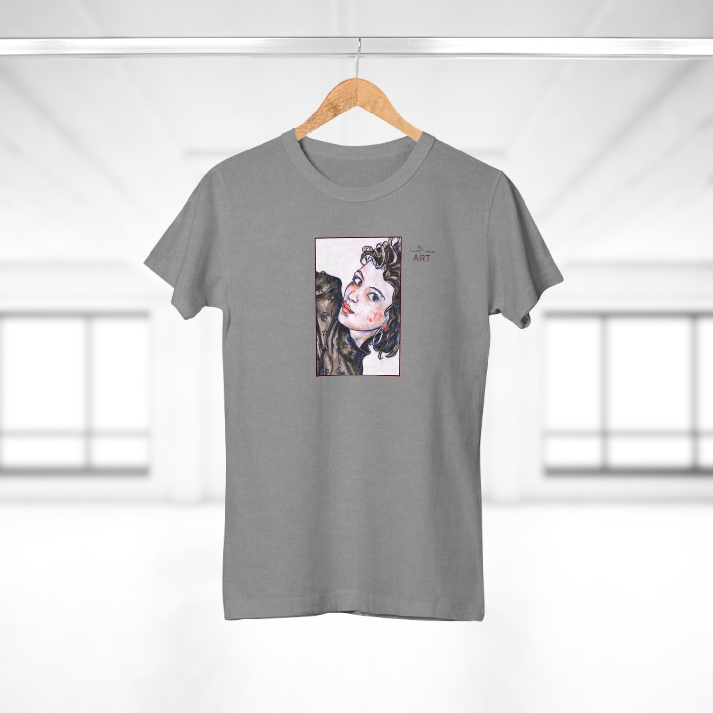 Single Jersey Women's T-shirt - hell - Motiv: Front Annette, H 20 cm & Rückseite Annette, H 35,56 cm