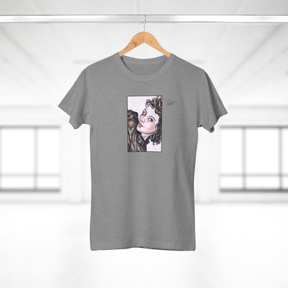 Single Jersey Women's T-shirt - hell - Motiv: Front Annette, H 20 cm & Rückseite Annette, H 35,56 cm