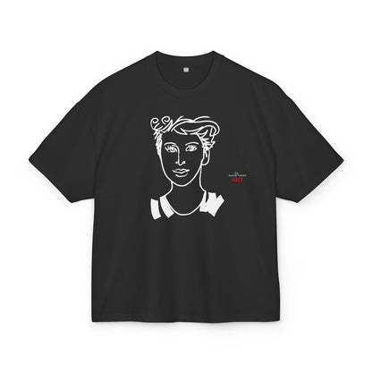 Unisex Ultra Heavy Cotton Box Tee - Motiv: Front Lars, Weiß auf Schwarz, 30 cm