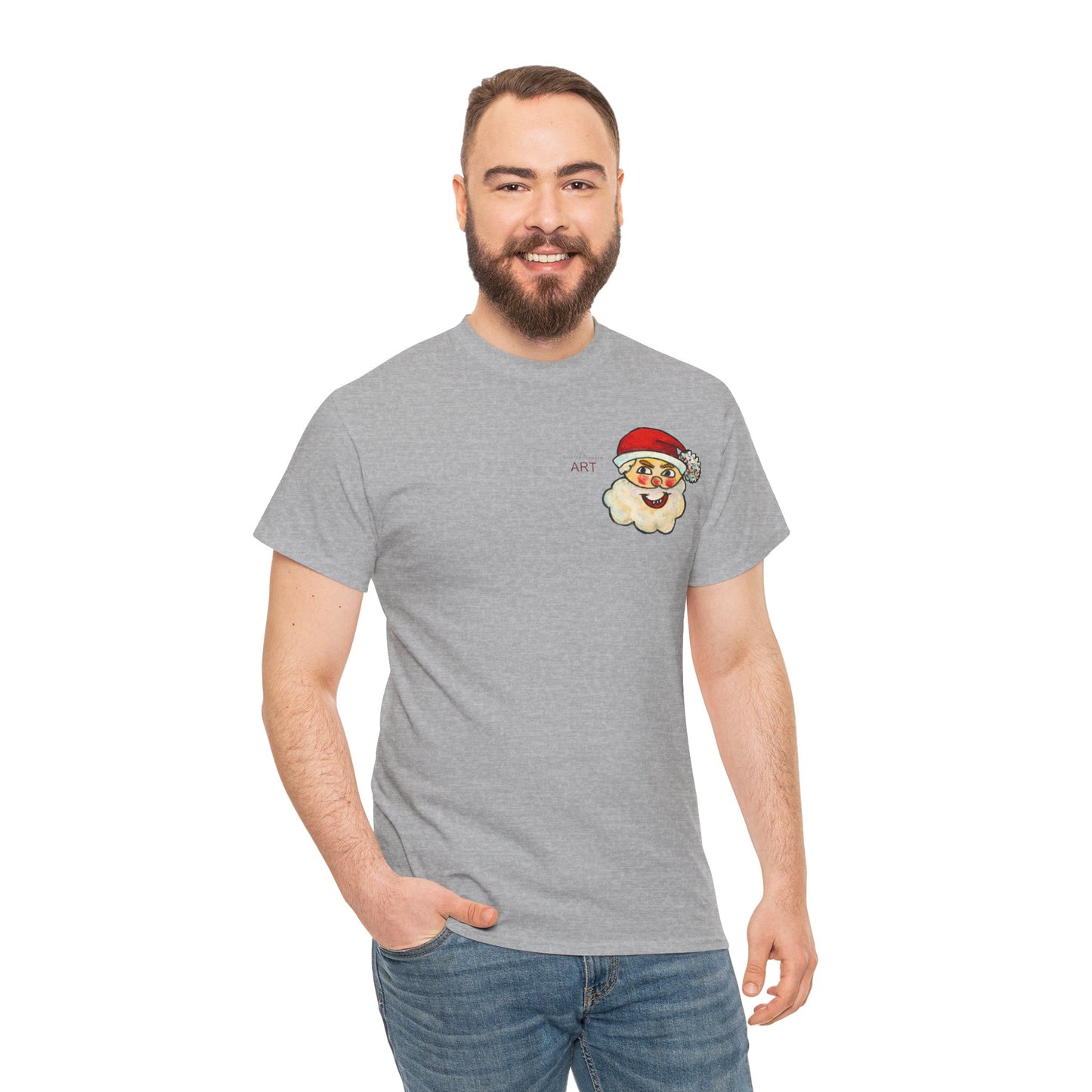 Unisex Heavy Cotton Tee - Motiv: Weihnachtsmann, H 13 cm
