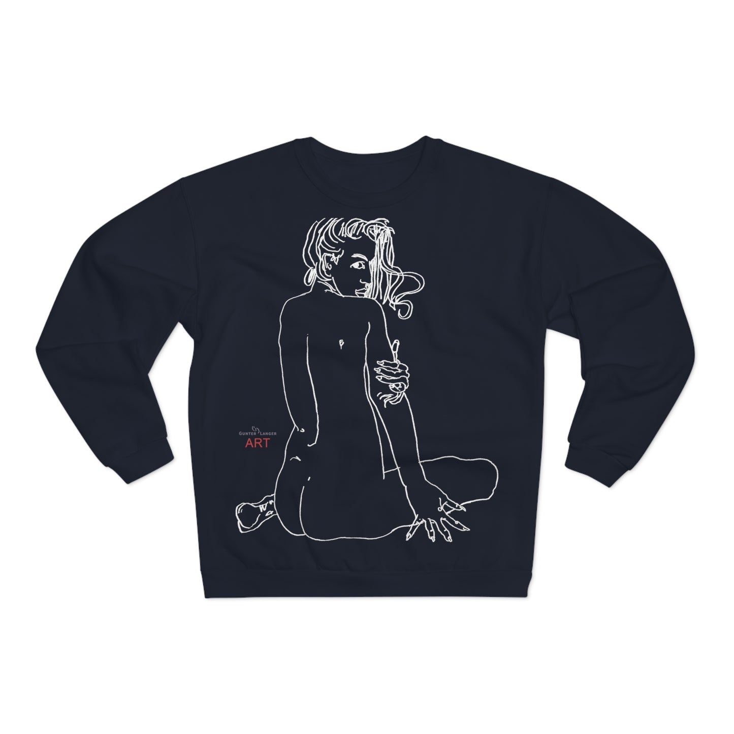 Unisex Crew Neck Sweatshirt (EU) - Motiv: Front Emilia & Rückseite Emilia, (Weiß) H 48 cm