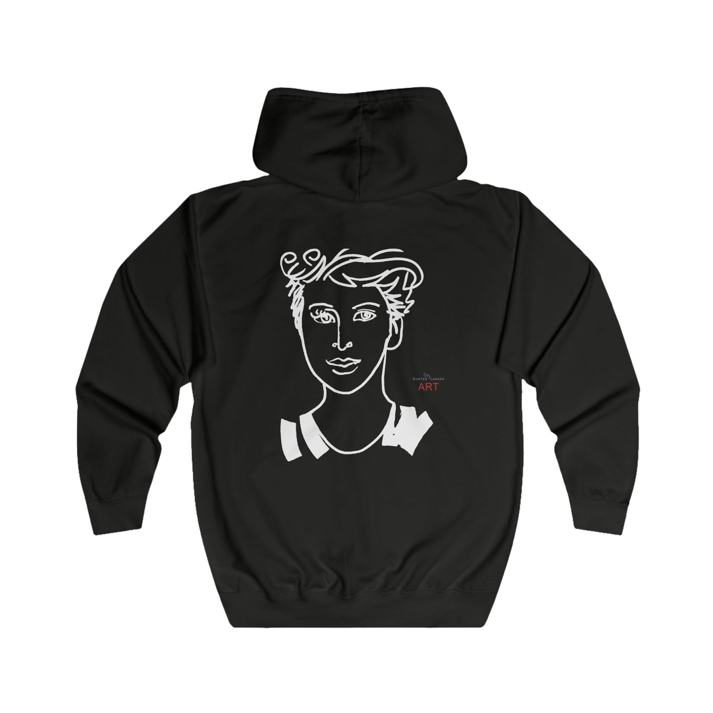 Unisex Full Zip Hoodie - Motiv: Front Lars (Ausschnitt) & Rückseite Lars (Weiss)