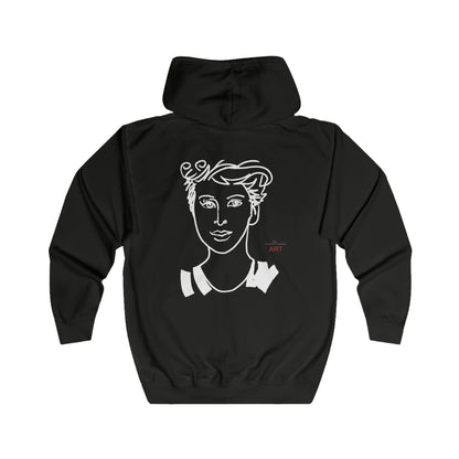 Unisex Full Zip Hoodie - Motiv: Front Lars (Ausschnitt) & Rückseite Lars (Weiss)