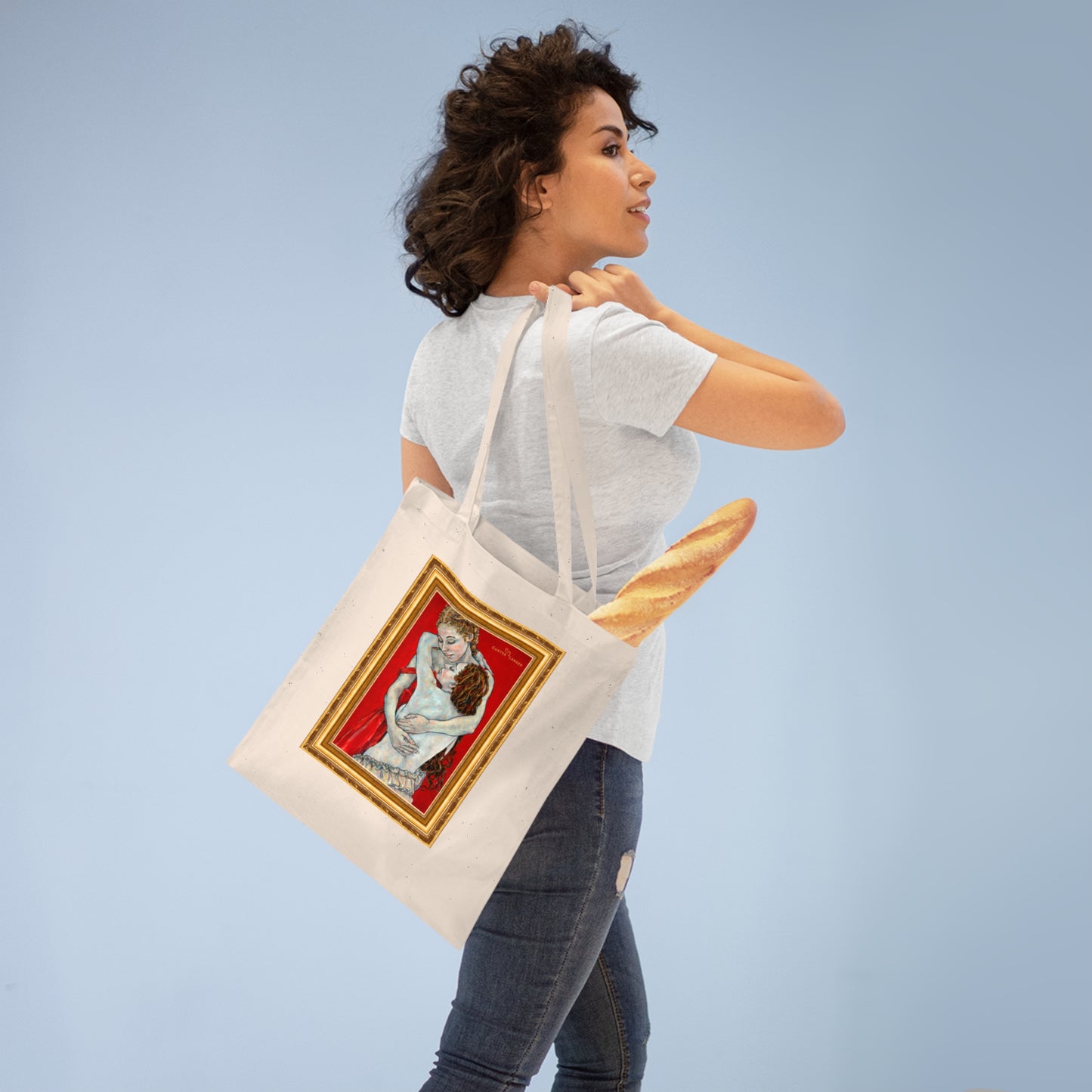 Tote Bag - Mutter und Tochter - Motiv: Nähe (gerahmt), einseitig bedruckt, H 30,5 cm