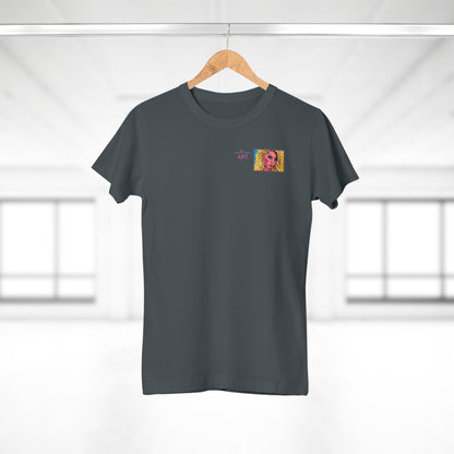 Single Jersey Women's T-shirt- dunkel - Motiv: Maria, Ausschnitt, H 5 cm