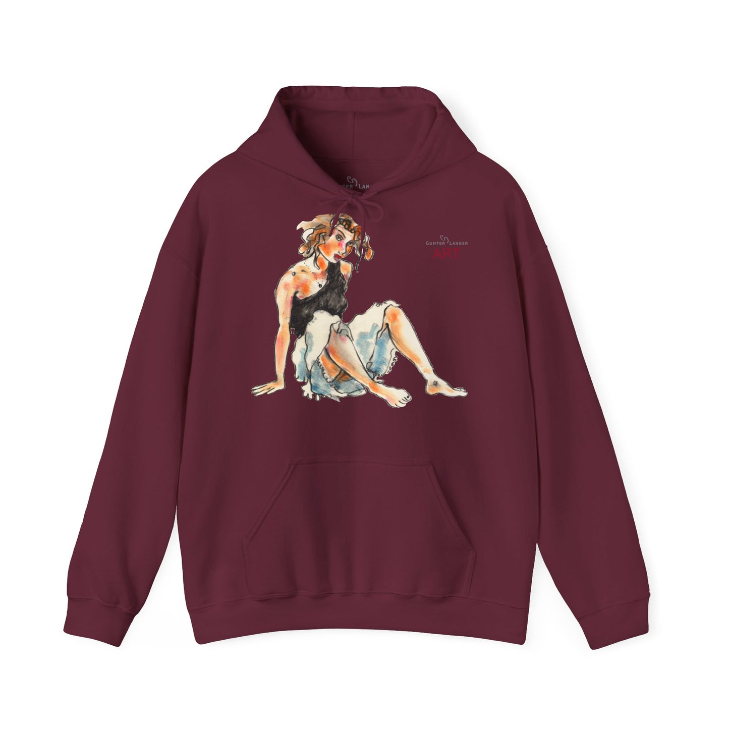 Unisex Heavy Blend™ Hooded Sweatshirt - Motiv Frontseite "Rosa", H 28 cm & Rückseite "Rosa", H 34 cm