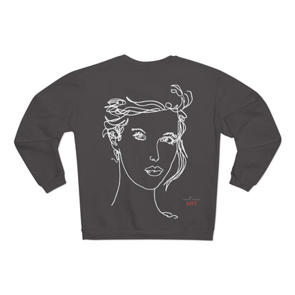 Unisex Crew Neck Sweatshirt (EU) - Motiv: Front Helena & Rückseite Helena, H 49,45 cm, (weiß)