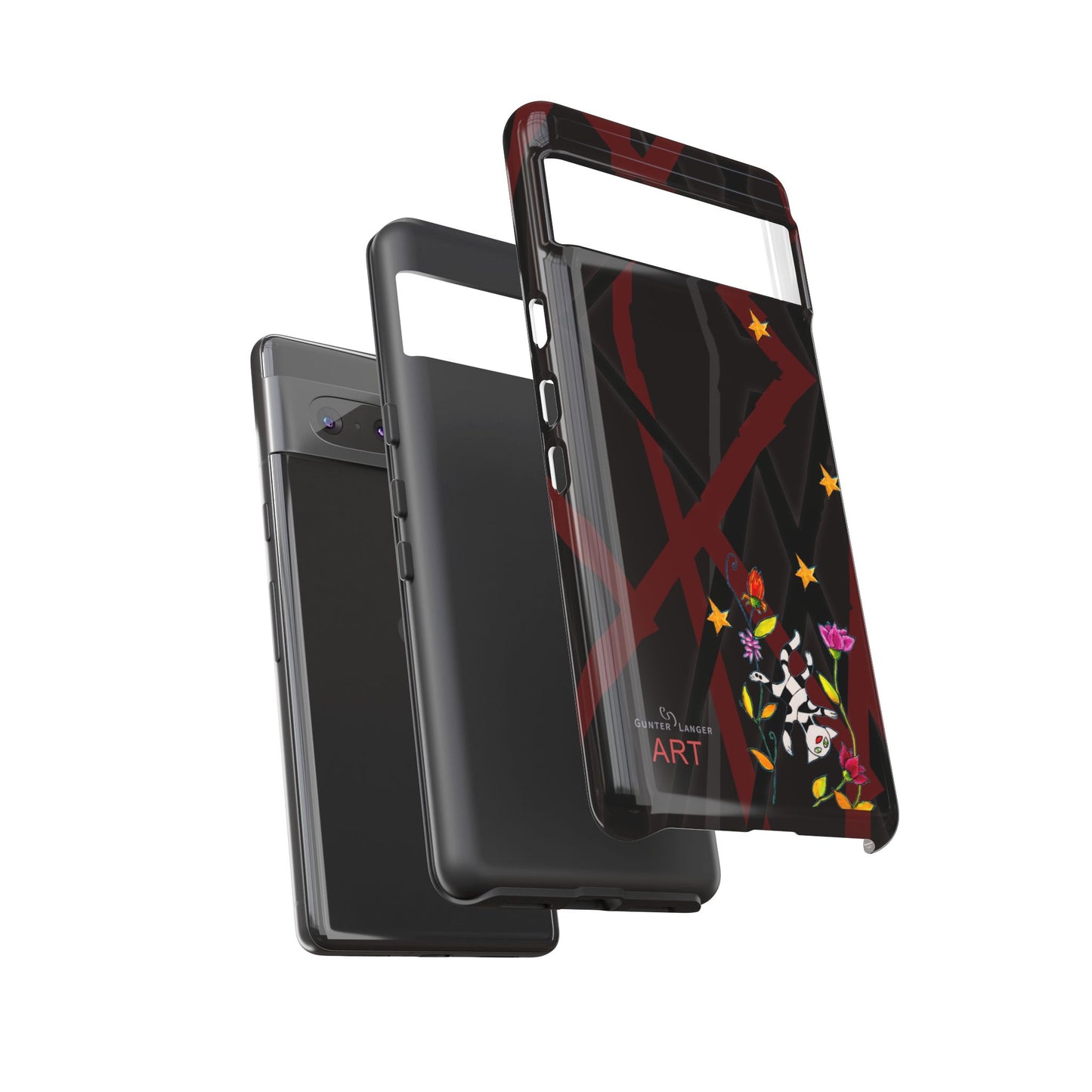 Tough Cases - Google Pixel - Samsung Galaxy - Motiv: Katze schwebt und Ranken, H 5,26 cm, Mikado3