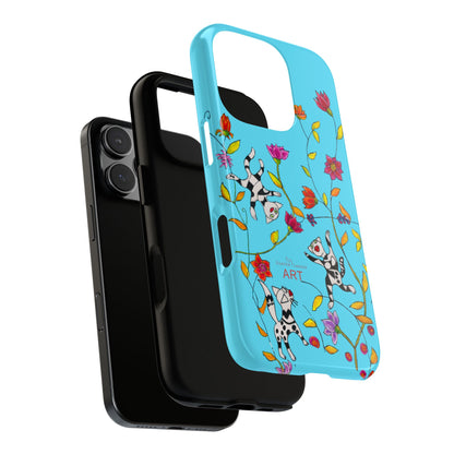 Tough Cases - iPhone - Motiv: Karierte Katzen, blau