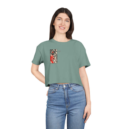 Women's Crop Tee  - Motiv: Front Ria (Ausschnitt H 13,5 cm), & Rückseite Ria, H 24,8 cm