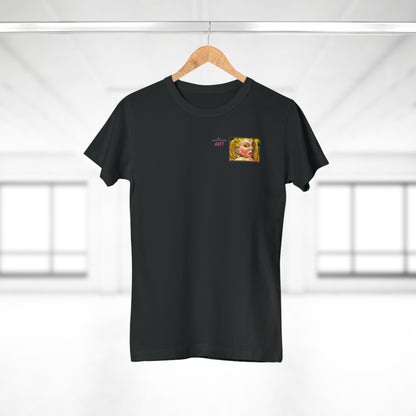 Single Jersey Women's T-shirt - dunkel - Motiv: Romina, Ausschnitt, H 6 cm