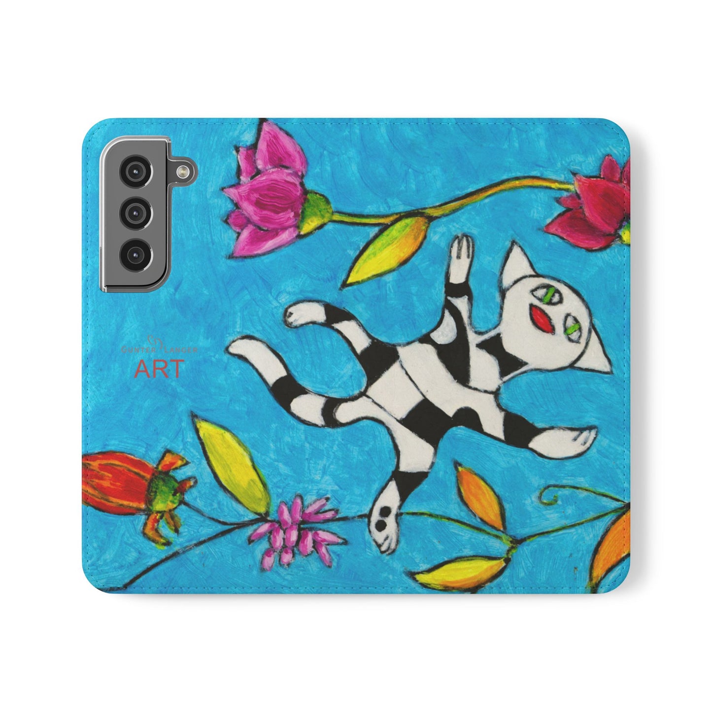 Flip Cases - Motiv: Gescheckte Katze schwebt