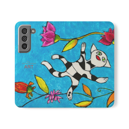 Flip Cases - Motiv: Gescheckte Katze schwebt