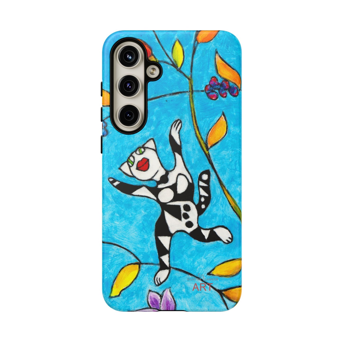 Tough Cases - Google Pixel - Samsung Galaxy - Motiv: Karierte Katze hüpft