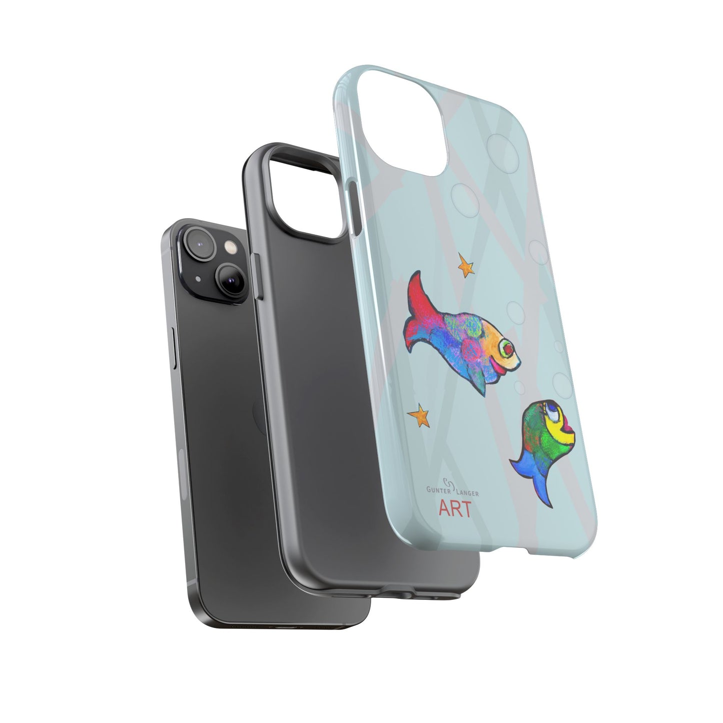Tough Cases - iPhone - Motiv: "Fische", Mikado blau