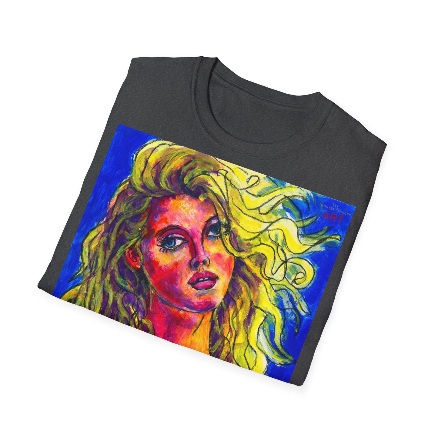 Unisex Softstyle T-Shirt - Motiv: Front Mascha, H 49cm sw, Neck Label