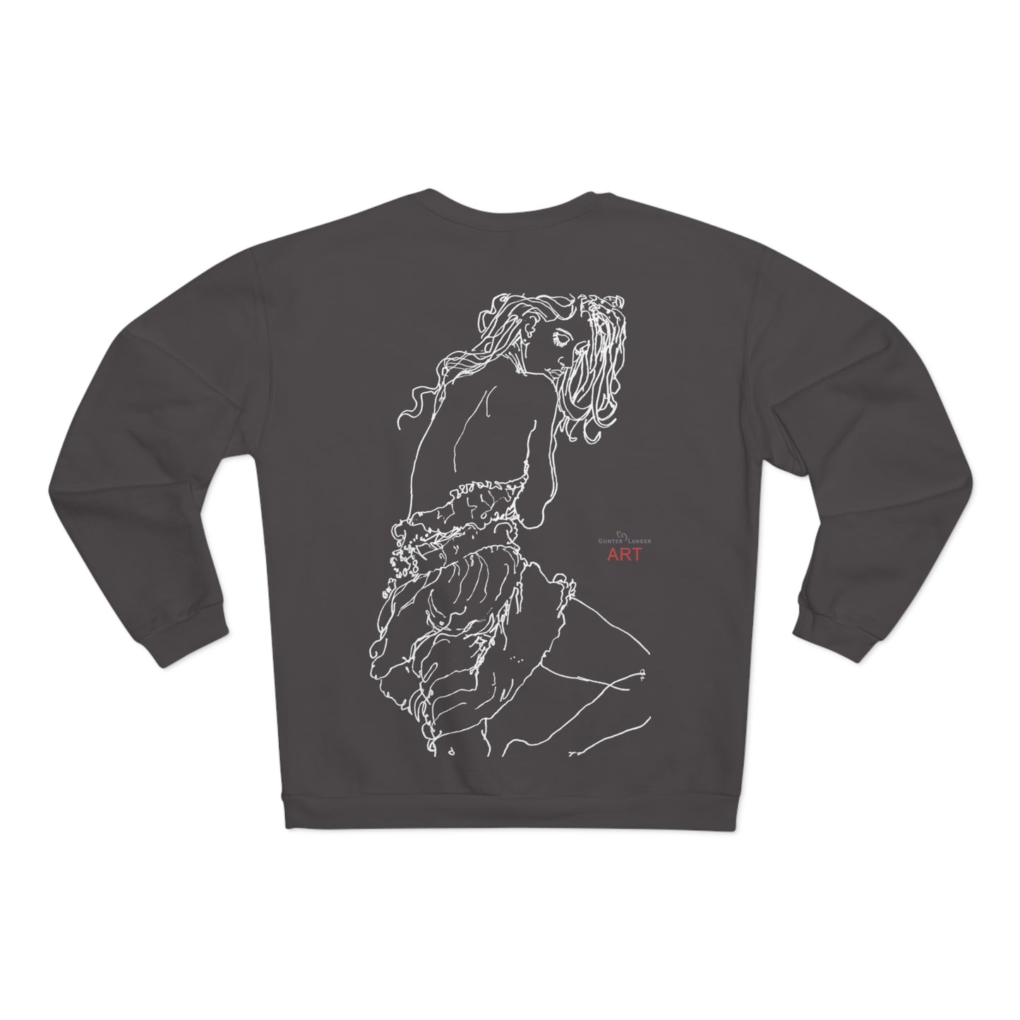 Unisex Crew Neck Sweatshirt (EU) - Motiv: Front Giselle, H 49 cm & Rückseite Giselle,  H 49 cm (weiß)