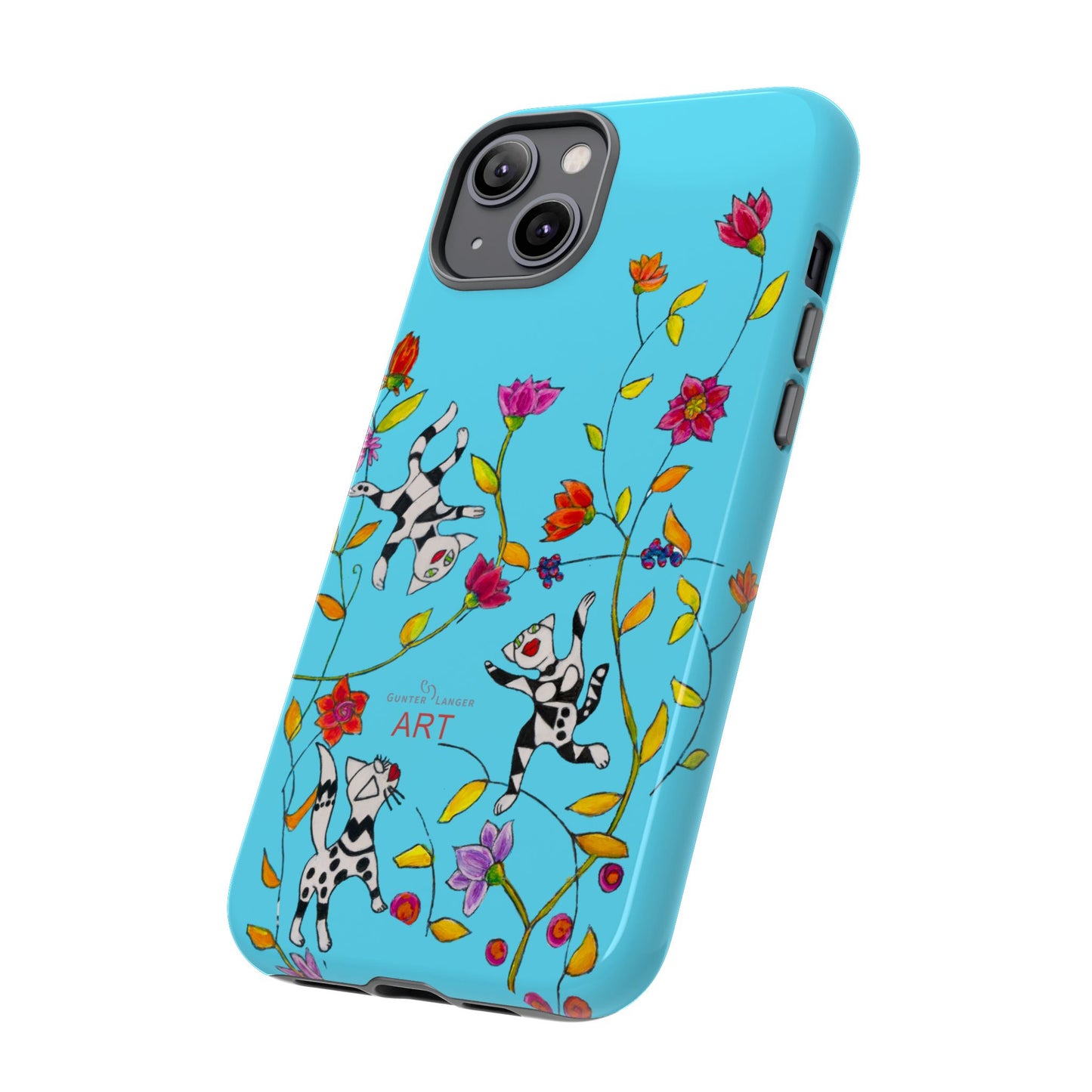 Tough Cases - iPhone - Motiv: Karierte Katzen, blau