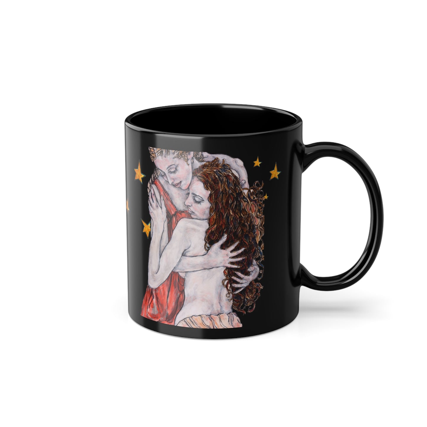 Black Coffee Cup, 11oz - Motiv:  Bei dir, Nachthimmel mit Sternen