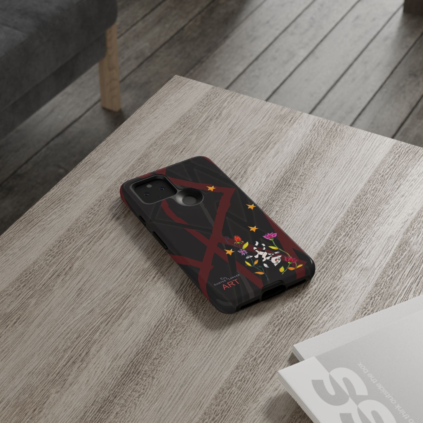 Tough Cases - Google Pixel - Samsung Galaxy - Motiv: Katze schwebt und Ranken, H 5,26 cm, Mikado3