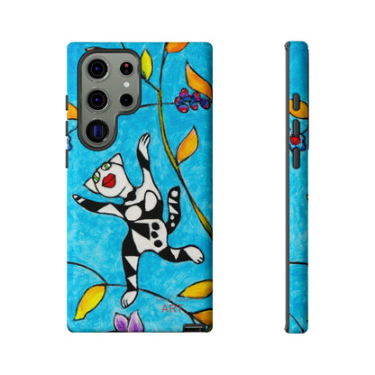 Tough Cases - Google Pixel - Samsung Galaxy - Motiv: Karierte Katze hüpft