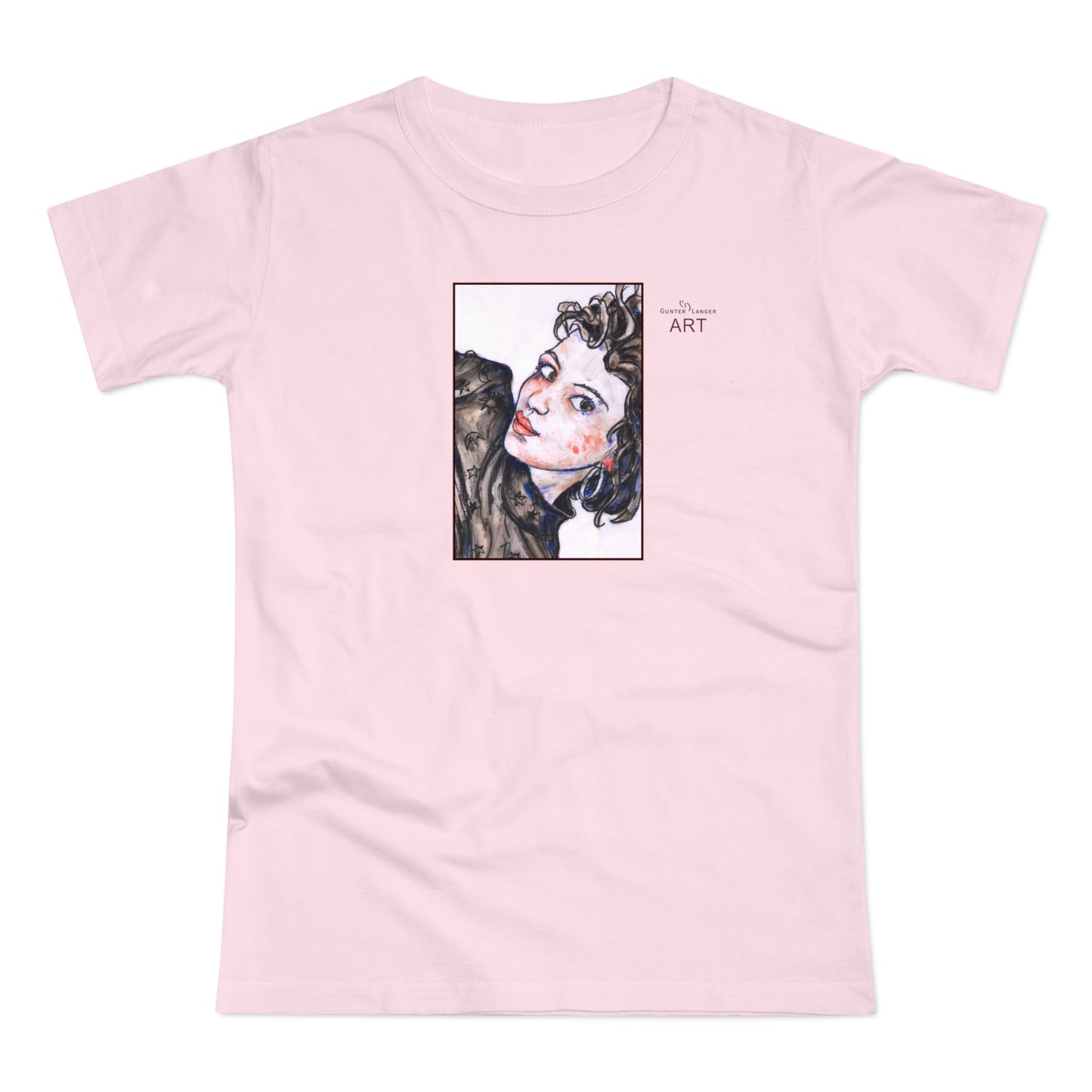 Single Jersey Women's T-shirt - hell - Motiv: Front Annette, H 20 cm & Rückseite Annette, H 35,56 cm