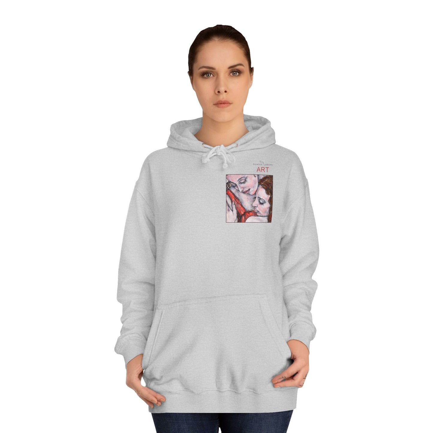 Unisex College Hoodie - Motiv: Front Bei dir & Rückseite Bei dir (gerahmt)