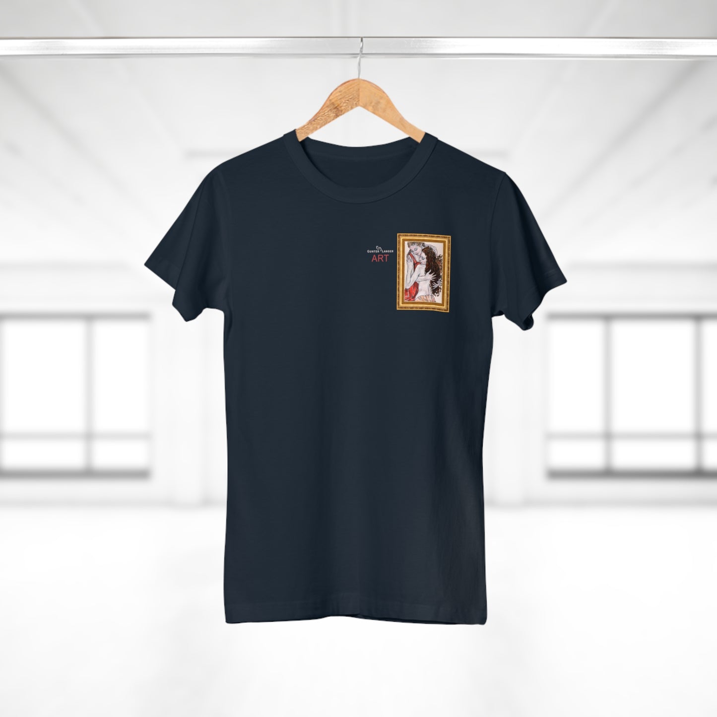 Single Jersey Women's T-shirt - dunkel - Motiv: Bei dir, H 11 cm