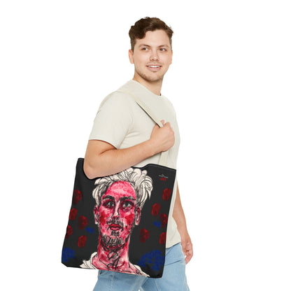Tote Bag (AOP) - Motiv: Florian rote und blaue Punkte auf schwarz