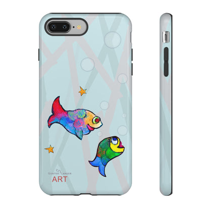 Tough Cases - iPhone - Motiv: "Fische", Mikado blau
