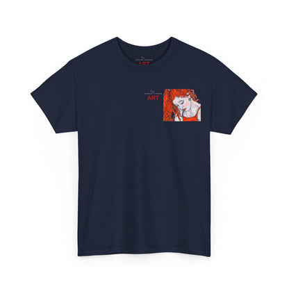 Unisex Heavy Cotton Tee - Motiv:  Front Julia, Ausschnitt & Rückseite Julia, H 49 cm, Aura, N-Label